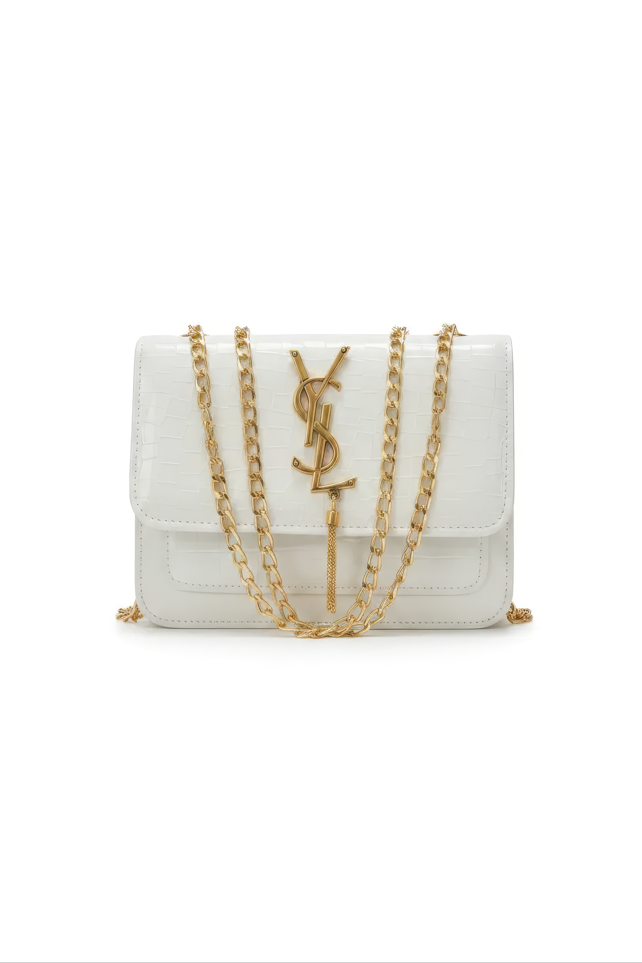 Croc Textured Shoulder Bag with Chain