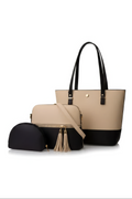 3-Piece Beige Textured Tote Set