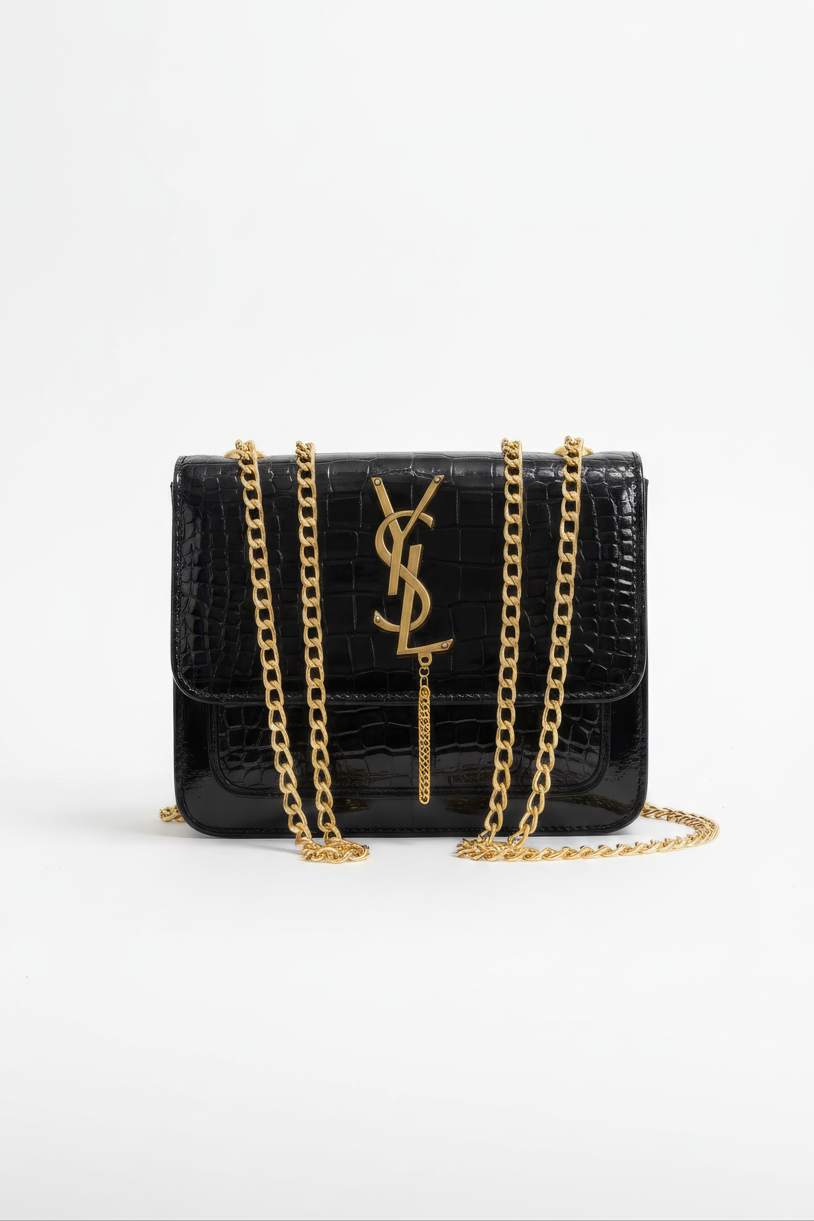 Croc Textured Shoulder Bag with Chain