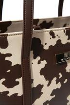 Moo Printed Plain Top Handle Tote
