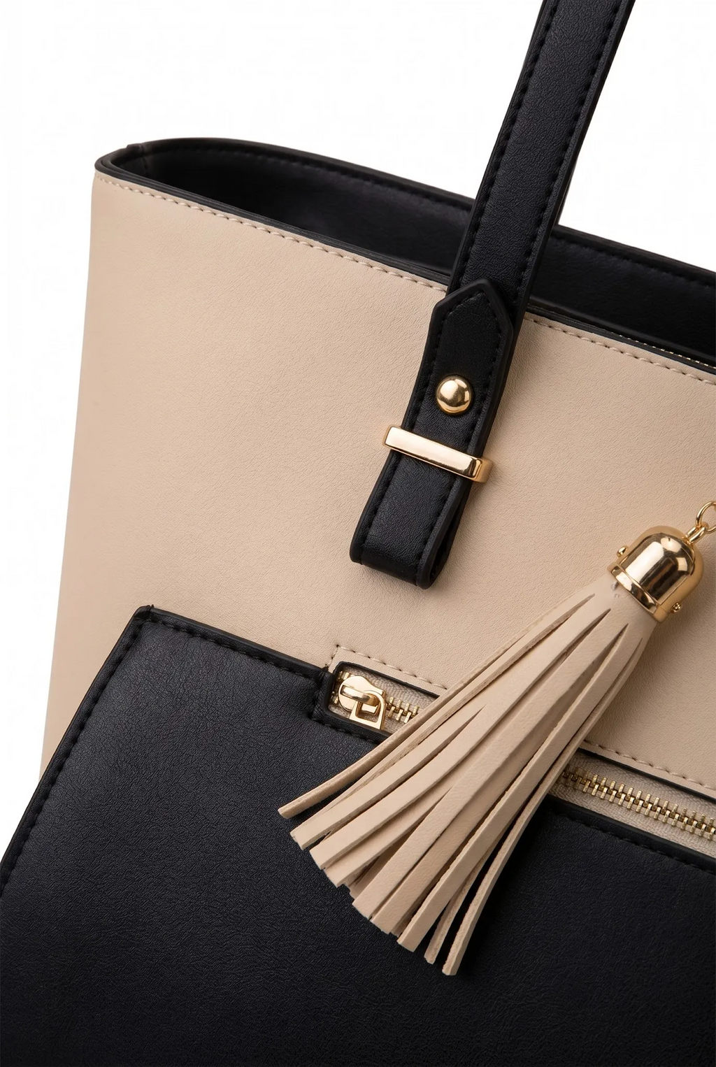 3-Piece Beige Textured Tote Set