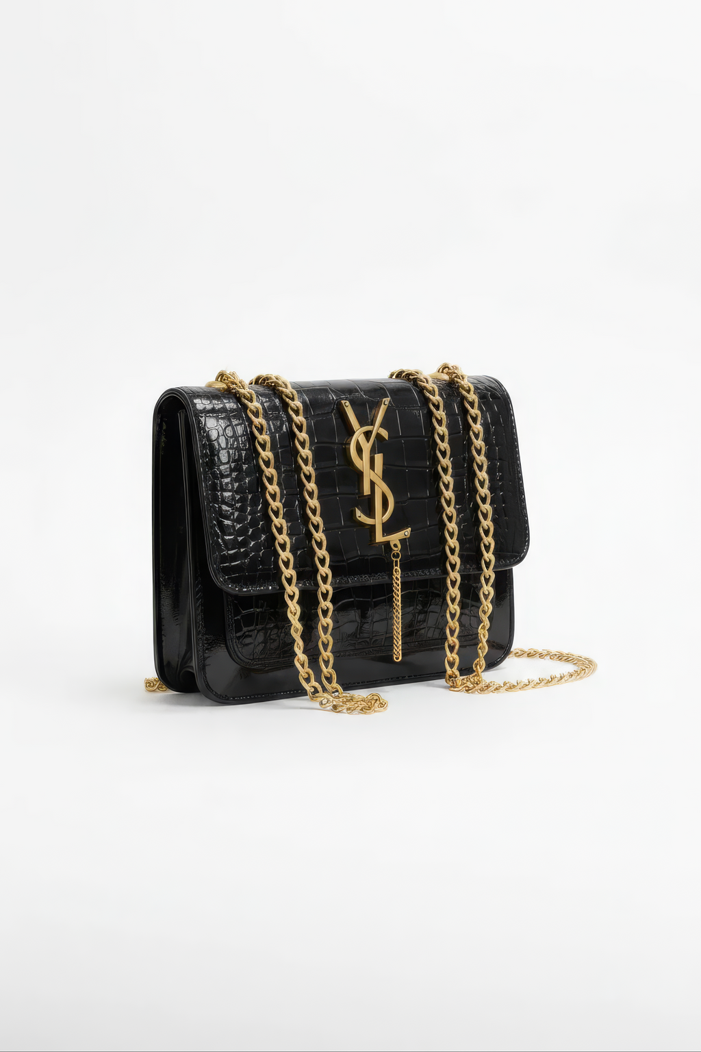 Croc Textured Shoulder Bag with Chain