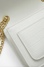 Croc Textured Shoulder Bag with Chain