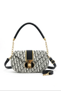 Black Printed Shoulder Bag with Gold Hardware